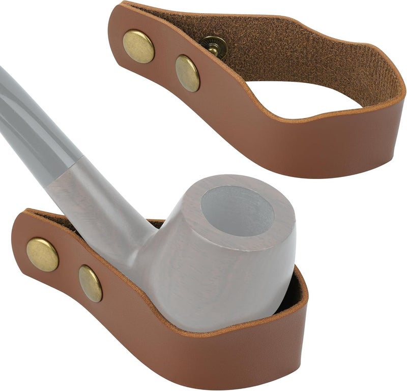 Linkidea Vegan Leather Tobacco Pipe Holder, Tobacco Pipe Stand Holder Rack, Portable Pipe Stand for Single Tobacco Pipe (Brown) - Image 1